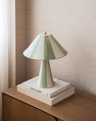 Table Lamp Lino Ceramic Stripes Green - Things I Like Things I Love