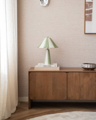 Table Lamp Lino Ceramic Stripes Green - Things I Like Things I Love