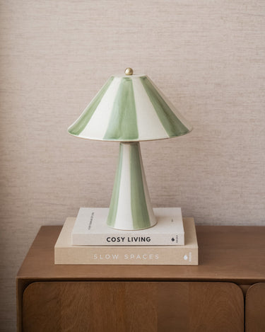 Table Lamp Lino Ceramic Stripes Green - Things I Like Things I Love