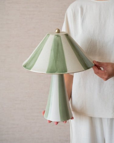 Table Lamp Lino Ceramic Stripes Green - Things I Like Things I Love