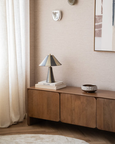 Table Lamp Lino Striped Ceramic Brown - Things I Like Things I Love