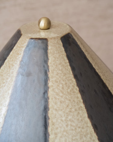 Table Lamp Lino Striped Ceramic Brown - Things I Like Things I Love