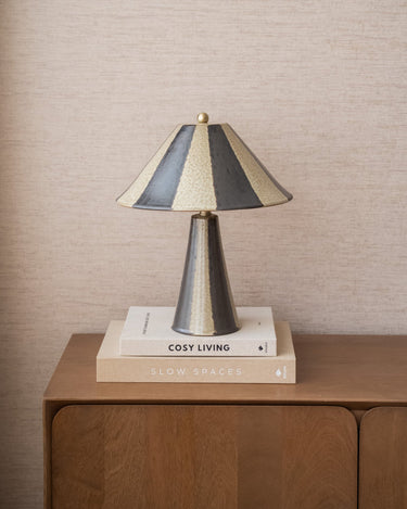 Table Lamp Lino Striped Ceramic Brown - Things I Like Things I Love