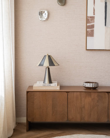Table Lamp Lino Striped Ceramic Brown - Things I Like Things I Love