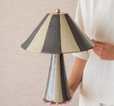 Table Lamp Lino Striped Ceramic Brown - Things I Like Things I Love