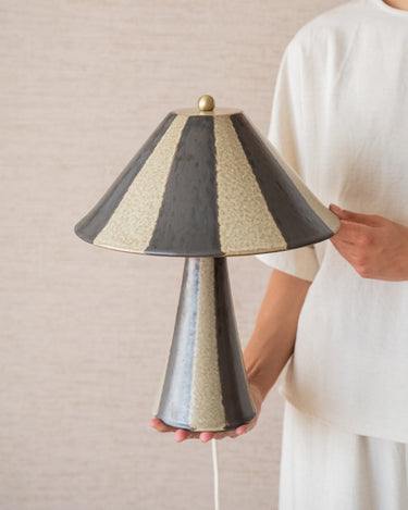 Table Lamp Lino Striped Ceramic Brown - Things I Like Things I Love