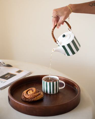 Tea Pot Mykonos Green Stripe - Things I Like Things I Love