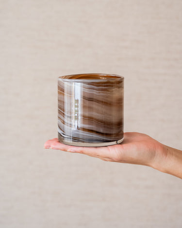 Theelichthouder Marmer Glas Bruin - Things I Like Things I Love