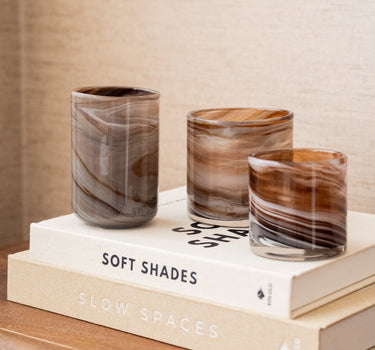 Theelichthouder Marmer Glas Bruin - Things I Like Things I Love