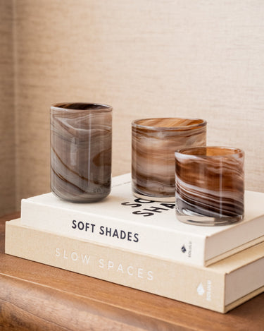Theelichthouder Marmer Glas Bruin - Things I Like Things I Love