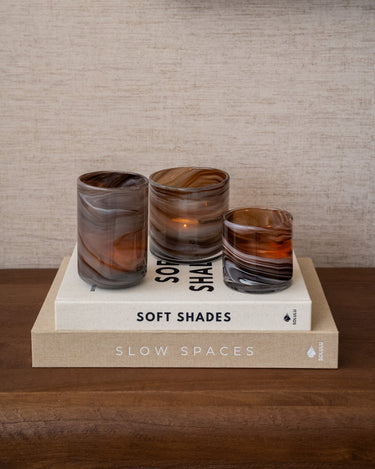 Theelichthouder Marmer Glas Bruin - Things I Like Things I Love