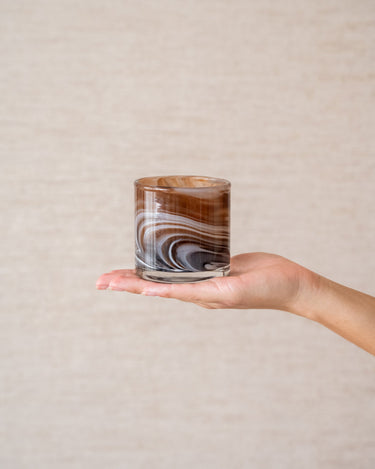 Theelichthouder Marmer Glas Bruin - Things I Like Things I Love