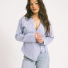 Tie Front Shirt Blue Stripe - Things I Like Things I Love