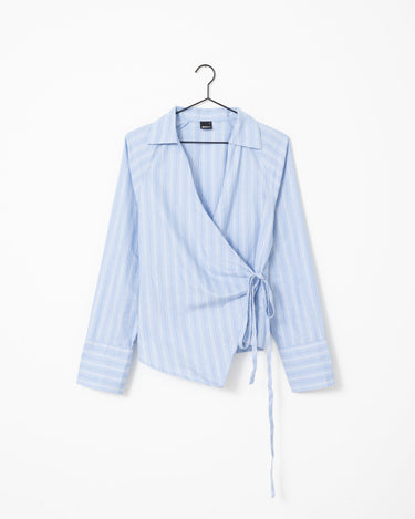Tie Front Shirt Blue Stripe - Things I Like Things I Love