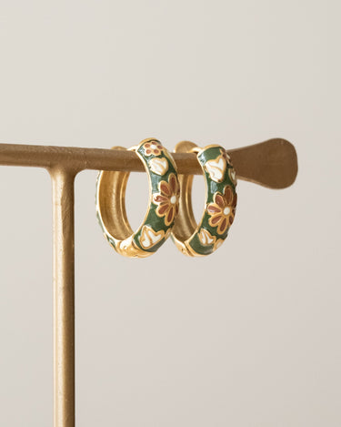 TILTIL Artsy Hoop Earrings Gold Green - Things I Like Things I Love