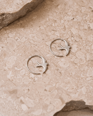 TILTIL Bird Hoop Earrings Silver - Things I Like Things I Love