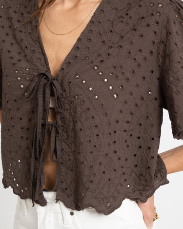 TILTIL Birke Top Embroidery Brown - Things I Like Things I Love