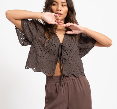 TILTIL Birke Top Embroidery Brown - Things I Like Things I Love