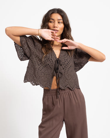 TILTIL Birke Top Embroidery Brown - Things I Like Things I Love
