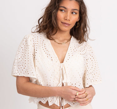 TILTIL Birke Top SS Embroidery Beige - Things I Like Things I Love