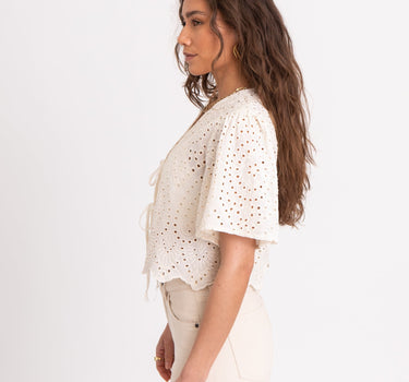 TILTIL Birke Top SS Embroidery Beige - Things I Like Things I Love