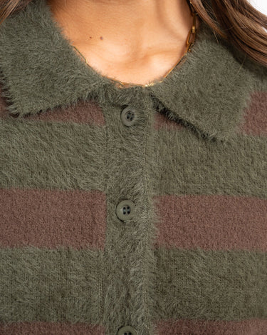 TILTIL Cela Striped Polo Cardigan Brown Groen - Things I Like Things I Love