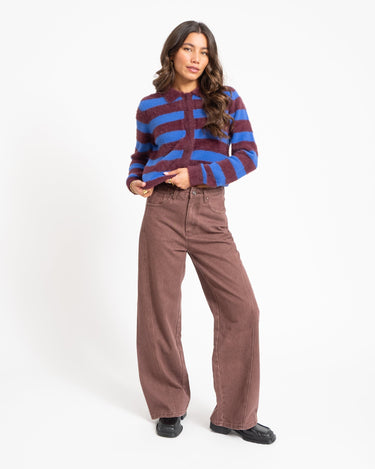 TILTIL Cela Striped Polo Cardigan Plum Cobalt - Things I Like Things I Love