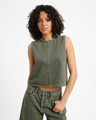 TILTIL Denim Ted Top Green - Things I Like Things I Love