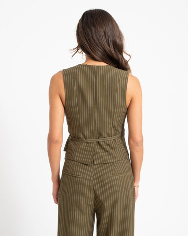 TILTIL Dex Pinstripe Gilet Green - Things I Like Things I Love