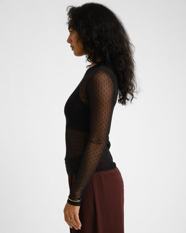 TILTIL Dotted Mesh Longsleeve Zwart - Things I Like Things I Love