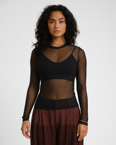TILTIL Dotted Mesh Longsleeve Zwart - Things I Like Things I Love