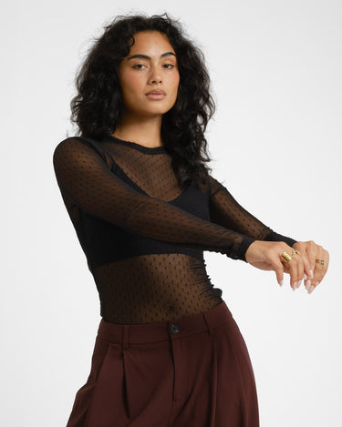 TILTIL Dotted Mesh Longsleeve Zwart - Things I Like Things I Love