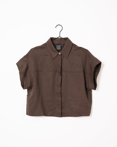 TILTIL Elin Short Sleeve Blouse Brown - Things I Like Things I Love