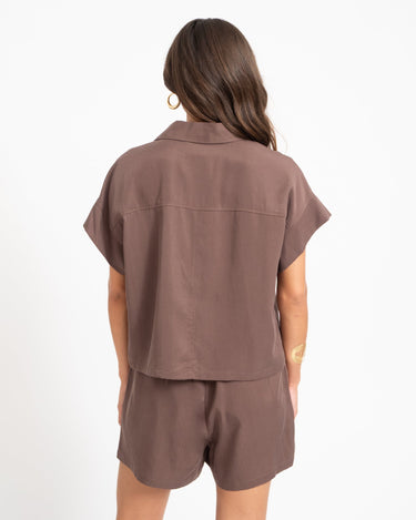 TILTIL Elin Short Sleeve Blouse Brown - Things I Like Things I Love