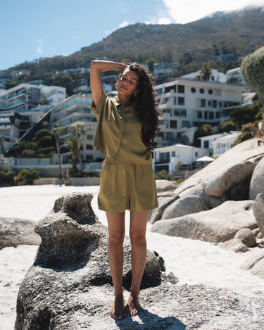TILTIL Elin Tencel Shorts Moss Green - Things I Like Things I Love