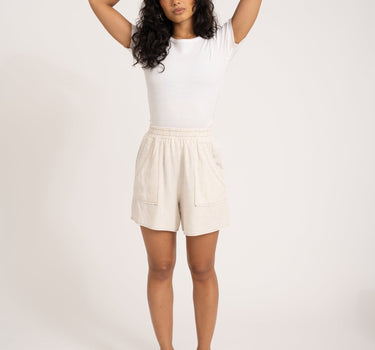 TILTIL Elli Short Linen Melange Beige Seam - Things I Like Things I Love