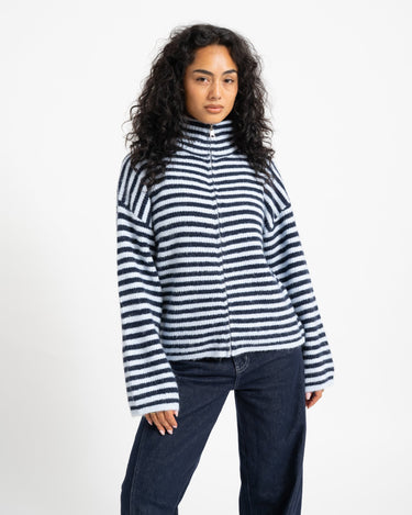 TILTIL Ellie Striped Zipper Cardigan One Size Blauw - Things I Like Things I Love