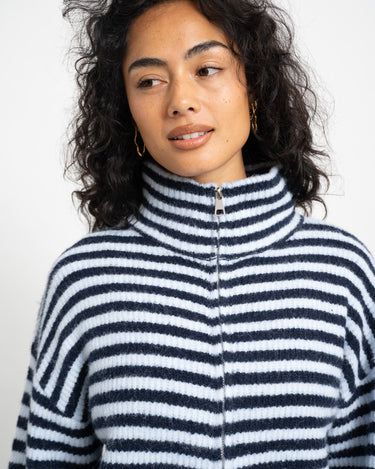 TILTIL Ellie Striped Zipper Cardigan One Size Blauw - Things I Like Things I Love