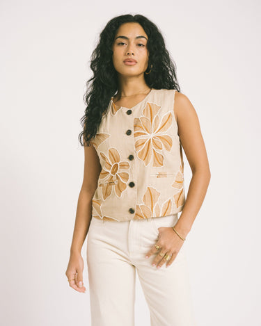 TILTIL Embroidered Zala Gilet Sand - Things I Like Things I Love