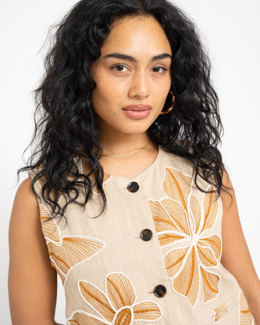 TILTIL Embroidered Zala Gilet Sand - Things I Like Things I Love