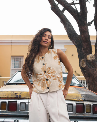 TILTIL Embroidered Zala Gilet Sand - Things I Like Things I Love