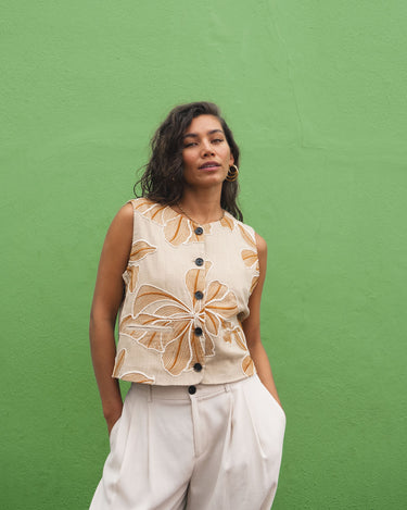 TILTIL Embroidered Zala Gilet Sand - Things I Like Things I Love