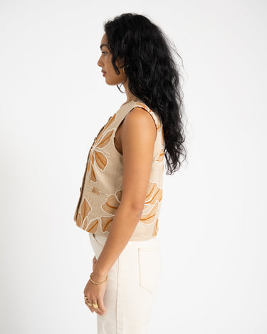 TILTIL Embroidered Zala Gilet Sand - Things I Like Things I Love