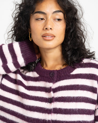TILTIL Emily Striped Cardigan Bordeaux - Things I Like Things I Love