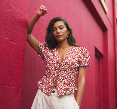 TILTIL Erla Short Sleeve Blouse Pink - Things I Like Things I Love