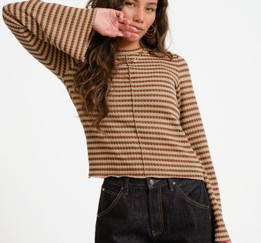 TILTIL Farah Flared Longsleeve Striped Brown - Things I Like Things I Love