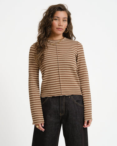 TILTIL Farah Flared Longsleeve Striped Brown - Things I Like Things I Love
