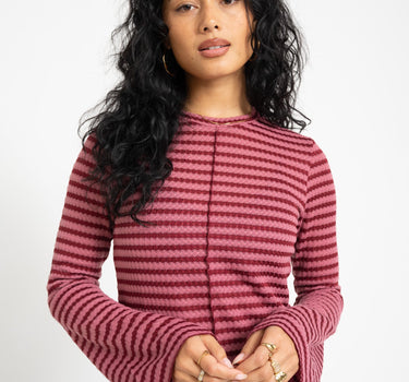 TILTIL Farah Flared Longsleeve Striped Dark Pink - Things I Like Things I Love