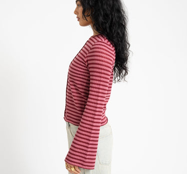 TILTIL Farah Flared Longsleeve Striped Dark Pink - Things I Like Things I Love