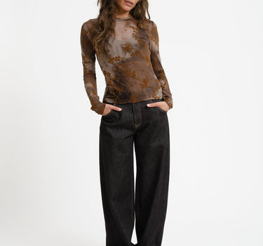 TILTIL Floral Mesh Longsleeve Bruin - Things I Like Things I Love